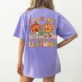 Retro Fall In Love With Learning Autumn Pumpkin Teacher Kids Women's Comfort Colors T-Shirt Back Print Violet