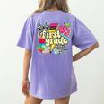Retro First Grade Teacher Disco Ball Coquette Back To School Women's Comfort Colors T-Shirt Back Print Violet