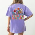 Retro Instructional Assistant Wildflowers Teacher Aide Women's Comfort Colors T-Shirt Back Print Violet
