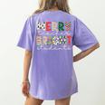Retro Merry Teacher Bright Students Christmas Teacher Women's Comfort Colors T-Shirt Back Print Violet Retro Merry Teacher Bright Students Christmas Teacher Women's Comfort Colors T-Shirt Back Print Violet
