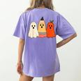 Retro Pencil Ghost Boo Spooky Teacher Halloween Costume Women's Comfort Colors T-Shirt Back Print Violet