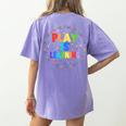 Retro Play Is Learning Teacher Back To School Women's Comfort Colors T-Shirt Back Print Violet Retro Play Is Learning Teacher Back To School Women's Comfort Colors T-Shirt Back Print Violet
