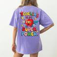 Retro Teaching Is My Superpower Apple Teacher Appreciation Women's Comfort Colors T-Shirt Back Print Violet Retro Teaching Is My Superpower Apple Teacher Appreciation Women's Comfort Colors T-Shirt Back Print Violet