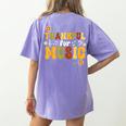 Retro Thankful For Music Floral Music Teacher Thanksgiving Men Women Women's Comfort Colors T-Shirt Back Print Violet