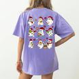Santa Ghost Reading Books Christmas Library Teacher Women's Comfort Colors T-Shirt Back Print Violet