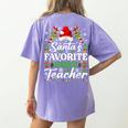 Santa's Favorite Dance Teacher Shirt Christmas Pajama Women's Comfort Colors T-Shirt Back Print Violet Santa's Favorite Dance Teacher Shirt Christmas Pajama Women's Comfort Colors T-Shirt Back Print Violet