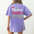 Santa's Favorite Pre-K Teacher Christmas Santa Hat Lights For Men Women Kids Women's Comfort Colors T-Shirt Back Print Violet