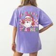 Santa's Favorite Teacher Groovy Christmas Teacher Boys Girls Women's Comfort Colors T-Shirt Back Print Violet Santa's Favorite Teacher Groovy Christmas Teacher Boys Girls Women's Comfort Colors T-Shirt Back Print Violet