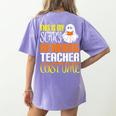 This Is My Scary Reading Teacher Costume Halloween School Women's Comfort Colors T-Shirt Back Print Violet