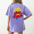 School Counselor Teacher Superhero Superpower Comic Book Women's Comfort Colors T-Shirt Back Print Violet