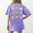 School Pencils And Bows Teacher Bow Coquette Pencil Girls Women's Comfort Colors T-Shirt Back Print Violet School Pencils And Bows Teacher Bow Coquette Pencil Girls Women's Comfort Colors T-Shirt Back Print Violet