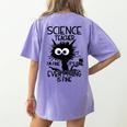 Science Teacher Appreciation Merch -Adults -Youth Grey Classic Fit Modern Science Theme Cartoon Women's Comfort Colors T-Shirt Back Print Violet