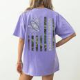Science Teacher Camo American Flag Back To School Women's Comfort Colors T-Shirt Back Print Violet