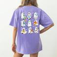 Science Teacher Ghost Laboratory Halloween Teacher Women's Comfort Colors T-Shirt Back Print Violet