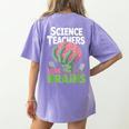 Science Teachers Love Brains Shirt Men Women Halloween Women's Comfort Colors T-Shirt Back Print Violet