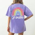 Sé Amable Spanish Bilingual Teacher Be Kind Boho Rainbow Women's Comfort Colors T-Shirt Back Print Violet