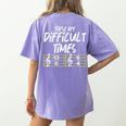These Are Times Difficult Music Teacher Band Men Women Women's Comfort Colors T-Shirt Back Print Violet