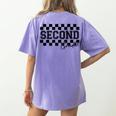 Second Grade Checkered Teacher 1st Day Back To School Women Women's Comfort Colors T-Shirt Back Print Violet