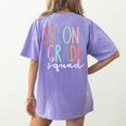 Second Grade Squad 2nd Grade Teacher Women Back To School Women's Comfort Colors T-Shirt Back Print Violet