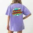 Second Grade Superhero Teacher Student 2nd Grade Comic Retro Women's Comfort Colors T-Shirt Back Print Violet