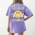 Second Grade Teachers Boys Girls Smile Face 2nd Grade Team Women's Comfort Colors T-Shirt Back Print Violet