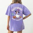 Silly Goose Spooky Teacher Club Halloween Witch Ghost Women's Comfort Colors T-Shirt Back Print Violet Silly Goose Spooky Teacher Club Halloween Witch Ghost Women's Comfort Colors T-Shirt Back Print Violet