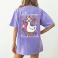 Silly Goose Teacher Club Animal Lover Groovy Teacher Women's Comfort Colors T-Shirt Back Print Violet