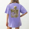 Skeleton Book Floral Skull Halloween Teacher Costume Women's Comfort Colors T-Shirt Back Print Violet Skeleton Book Floral Skull Halloween Teacher Costume Women's Comfort Colors T-Shirt Back Print Violet