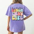 Soul Bleach Teacher Staff First Day Of School Last Hugs & High Fives Lunch Lady Vibes Blue Classic Fit Women's Comfort Colors T-Shirt Back Print Violet Soul Bleach Teacher Staff First Day Of School Last Hugs & High Fives Lunch Lady Vibes Blue Classic Fit Women's Comfort Colors T-Shirt Back Print Violet