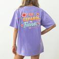 Spanish Teacher Maestra Dimelo En Espanol Por Favor Women's Comfort Colors T-Shirt Back Print Violet
