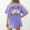 Spooky Ghost PE Teacher Squad Physical Education Halloween Women's Comfort Colors T-Shirt Back Print Violet