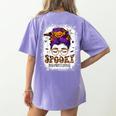 Spooky Paraprofessional Life Halloween Messy Bun Teacher For Men Women Women's Comfort Colors T-Shirt Back Print Violet