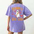 Spooky Science Teacher Ghost Halloween School Women Women's Comfort Colors T-Shirt Back Print Violet