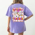 Spooky Teacher Ghost Pencil Teacher Halloween Teacher Women's Comfort Colors T-Shirt Back Print Violet Spooky Teacher Ghost Pencil Teacher Halloween Teacher Women's Comfort Colors T-Shirt Back Print Violet