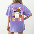 Spooky Teacher Ghost Pencil Teach Halloween Teacher Women's Comfort Colors T-Shirt Back Print Violet