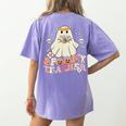 Spooky Teacher Groovy Retro Ghost Teacher Halloween 2023 For Men Women Kids Women's Comfort Colors T-Shirt Back Print Violet Spooky Teacher Groovy Retro Ghost Teacher Halloween 2023 For Men Women Kids Women's Comfort Colors T-Shirt Back Print Violet