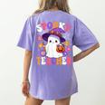 Spooky Teacher Halloween Cute Halloween Teacher Ghost Women's Comfort Colors T-Shirt Back Print Violet Spooky Teacher Halloween Cute Halloween Teacher Ghost Women's Comfort Colors T-Shirt Back Print Violet