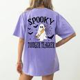 Spooky Toddler Teacher Halloween School Women's Comfort Colors T-Shirt Back Print Violet