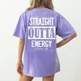 Straight Outta Energy Teacher Life Back To School Teacher Women's Comfort Colors T-Shirt Back Print Violet