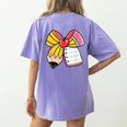 Student Teacher Coquette Bow Pencil Back To School First Day Women's Comfort Colors T-Shirt Back Print Violet