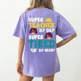 Super Hero Teacher Superheroes Women's Comfort Colors T-Shirt Back Print Violet Super Hero Teacher Superheroes Women's Comfort Colors T-Shirt Back Print Violet