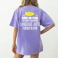 Super Language Arts Teacher Have No Fear T-Shirt Women's Comfort Colors T-Shirt Back Print Violet Super Language Arts Teacher Have No Fear T-Shirt Women's Comfort Colors T-Shirt Back Print Violet