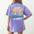 Super Teacher By Day Super Tired By Night Superheroes School Women's Comfort Colors T-Shirt Back Print Violet Super Teacher By Day Super Tired By Night Superheroes School Women's Comfort Colors T-Shirt Back Print Violet
