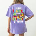 Super Teacher By Day Super Tired By Night Women's Comfort Colors T-Shirt Back Print Violet
