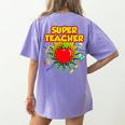 Superhero Teacher Appreciation Teaching Tee Women's Comfort Colors T-Shirt Back Print Violet Superhero Teacher Appreciation Teaching Tee Women's Comfort Colors T-Shirt Back Print Violet