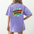 Superhero Teacher Retro Comic Teaching Superpower Women's Comfort Colors T-Shirt Back Print Violet Superhero Teacher Retro Comic Teaching Superpower Women's Comfort Colors T-Shirt Back Print Violet