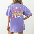 Surprise I'm Your Teacher Today Women's Comfort Colors T-Shirt Back Print Violet Surprise I'm Your Teacher Today Women's Comfort Colors T-Shirt Back Print Violet