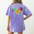 Teach Coquette Bow Teacher Back To School Happy First Day Women's Comfort Colors T-Shirt Back Print Violet Teach Coquette Bow Teacher Back To School Happy First Day Women's Comfort Colors T-Shirt Back Print Violet