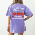 I Teach The Cutest Apples In The Orchard Cute Fall Teacher Women's Comfort Colors T-Shirt Back Print Violet I Teach The Cutest Apples In The Orchard Cute Fall Teacher Women's Comfort Colors T-Shirt Back Print Violet