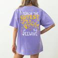 I Teach The Cutest Bees In The Beehive Teacher Women's Comfort Colors T-Shirt Back Print Violet